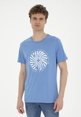 Erkek Regular Fit Bisiklet Yaka Koyu Mavi Tişört - 50282009021