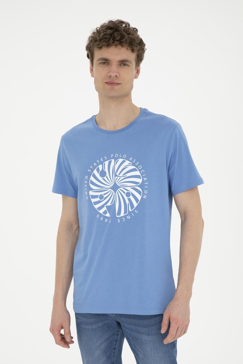 Erkek Regular Fit Bisiklet Yaka Koyu Mavi Tişört