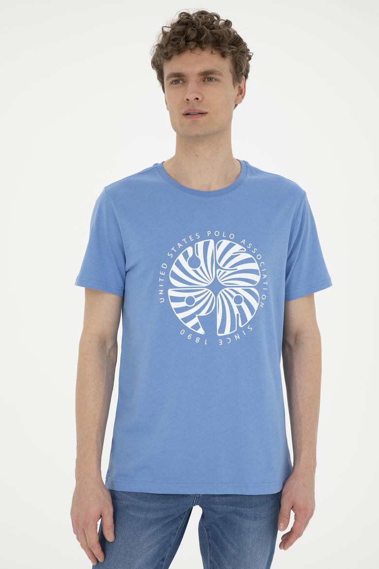 Erkek Regular Fit Bisiklet Yaka Koyu Mavi Tişört - 50282009021