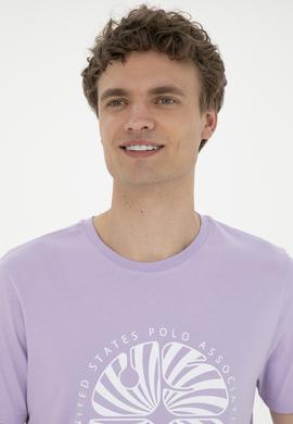 Erkek Regular Fit Bisiklet Yaka Lila Tişört - 50282009038