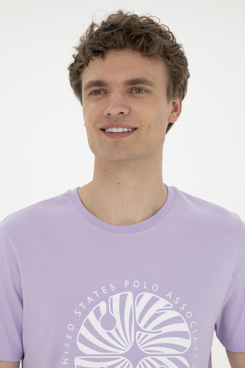 Erkek Regular Fit Bisiklet Yaka Lila Tişört - 50282009038