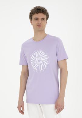 Erkek Regular Fit Bisiklet Yaka Lila Tişört - 50282009038