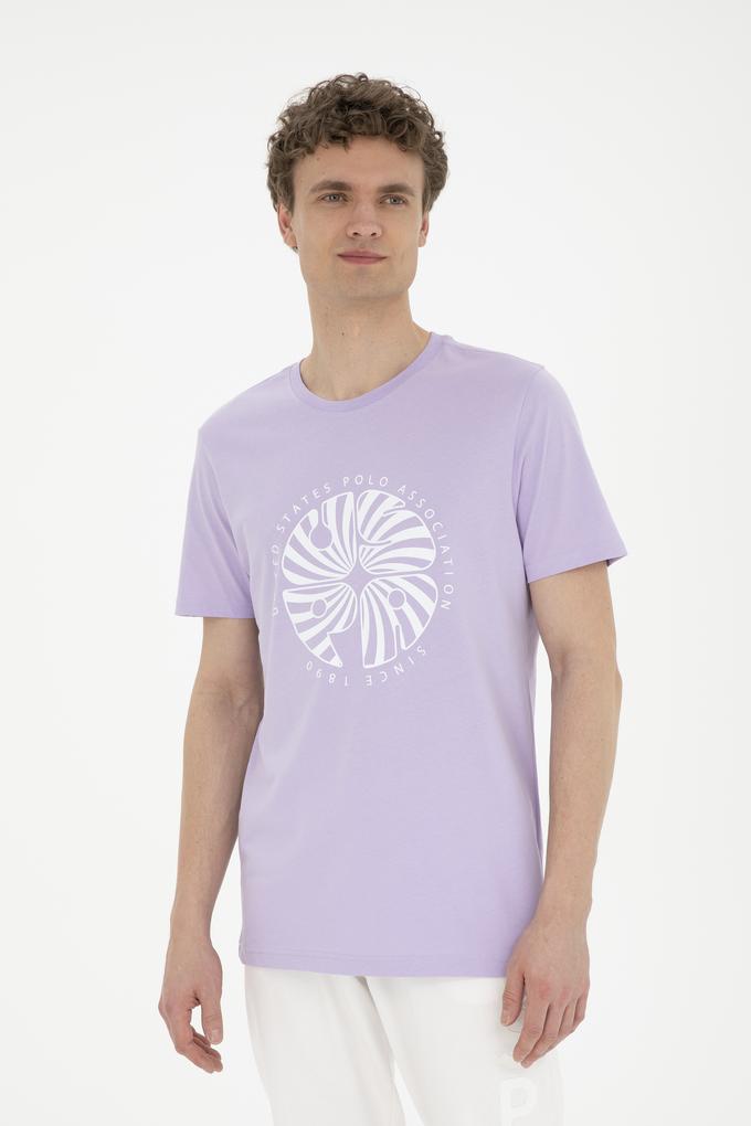 Erkek Regular Fit Bisiklet Yaka Lila Tişört
