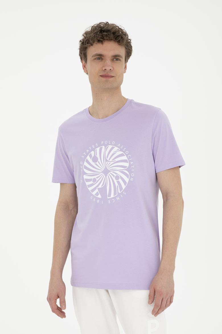 Erkek Regular Fit Bisiklet Yaka Lila Tişört