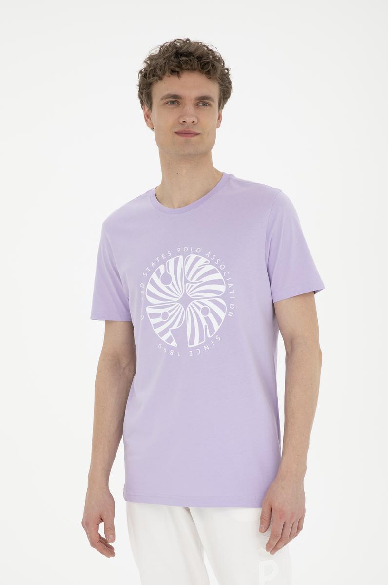 Erkek Regular Fit Bisiklet Yaka Lila Tişört