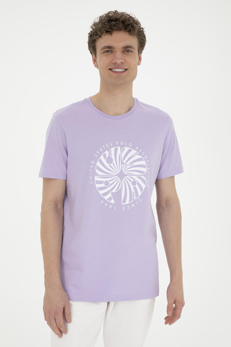 Erkek Regular Fit Bisiklet Yaka Lila Tişört - 50282009038