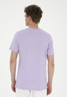 Erkek Regular Fit Bisiklet Yaka Lila Tişört - 50282009038