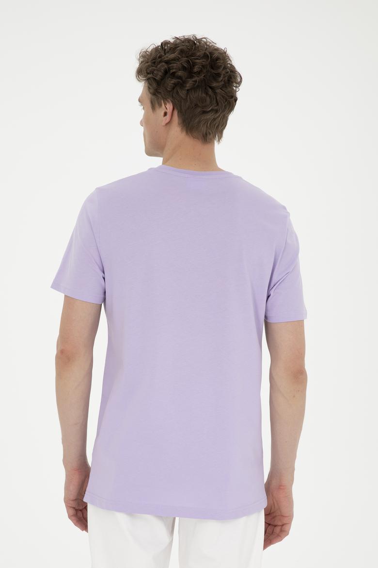 Erkek Regular Fit Bisiklet Yaka Lila Tişört - 50282009038