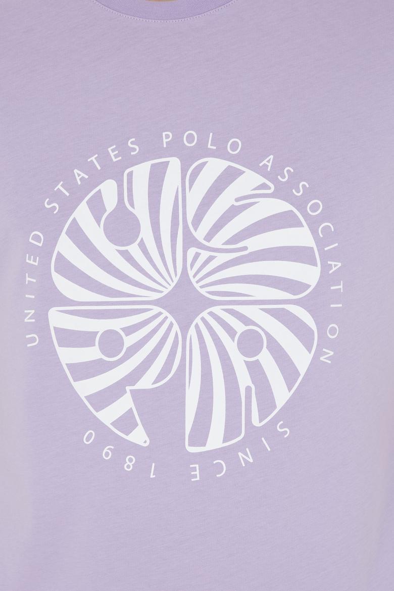 Erkek Regular Fit Bisiklet Yaka Lila Tişört - 50282009038