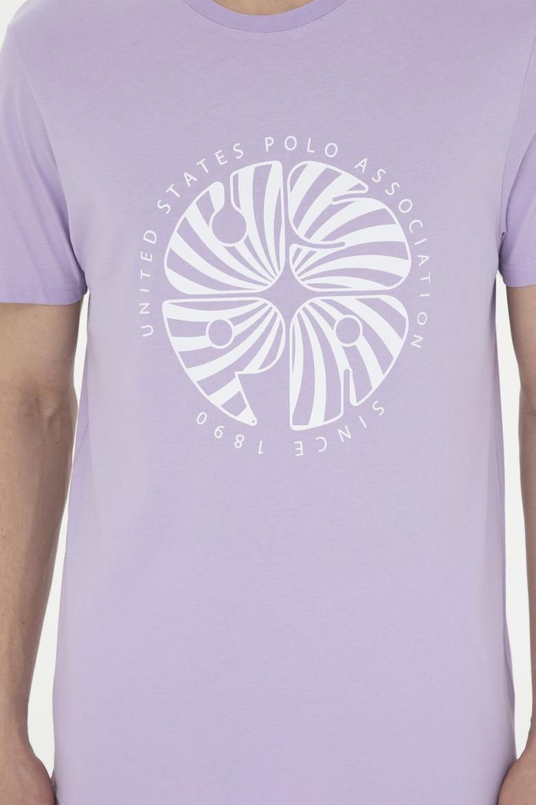 Erkek Regular Fit Bisiklet Yaka Lila Tişört - 50282009038