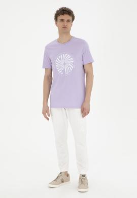Erkek Regular Fit Bisiklet Yaka Lila Tişört - 50282009038