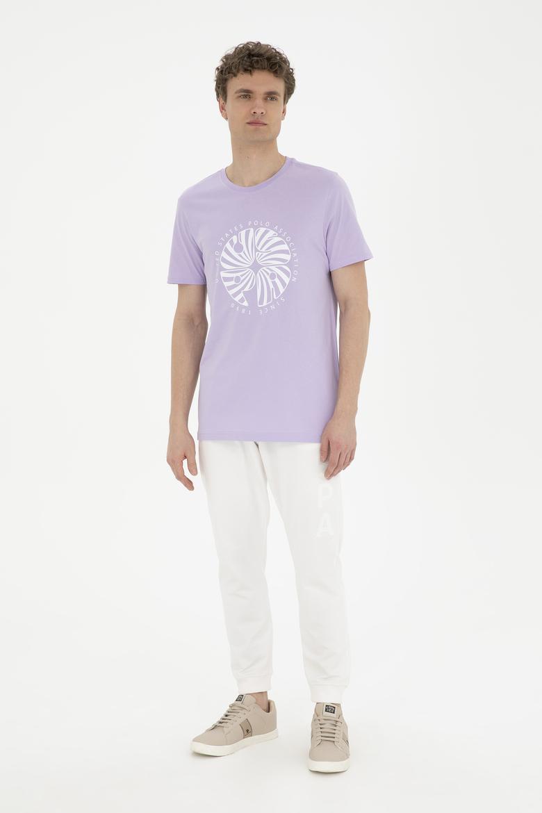 Erkek Regular Fit Bisiklet Yaka Lila Tişört - 50282009038