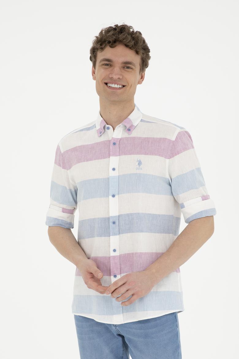 Erkek Saks Uzun Kollu Gömlek