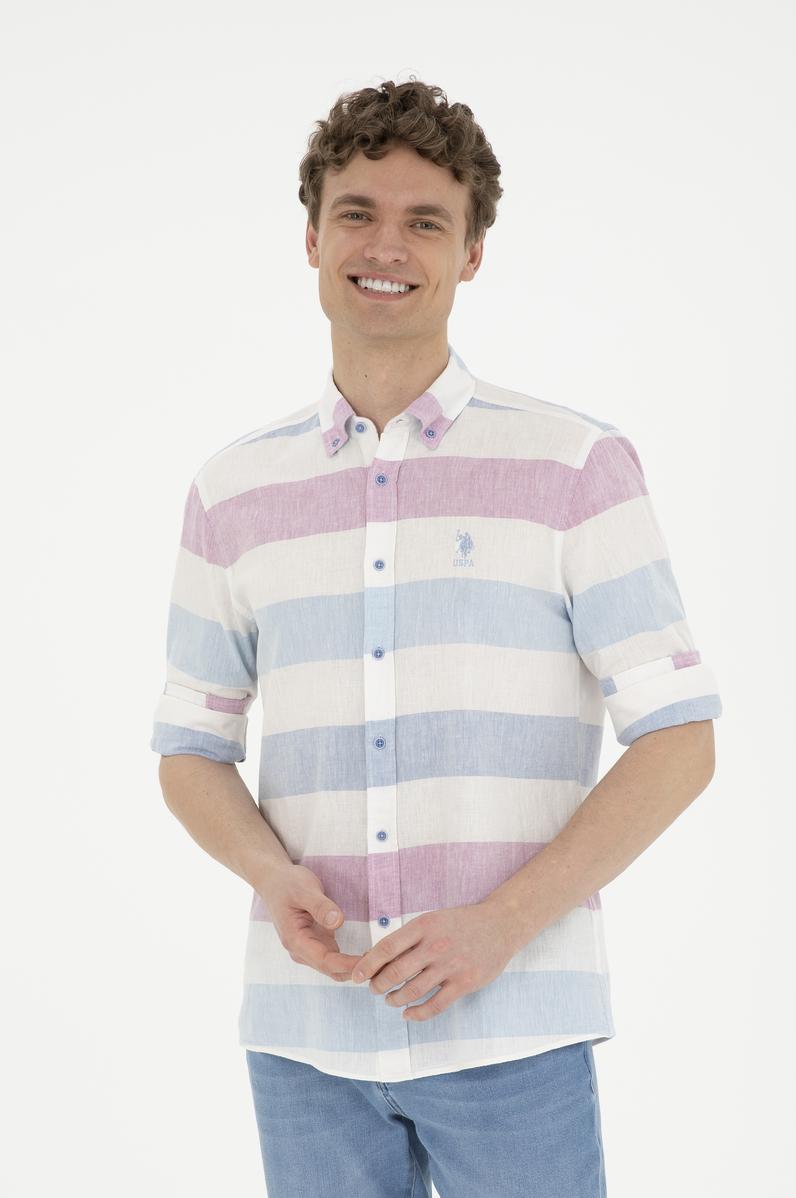 Erkek Saks Uzun Kollu Gömlek