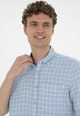 Erkek Kareli Açık Mavi Gömlek - 50283820006