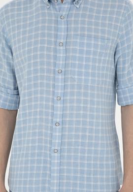 Erkek Kareli Açık Mavi Gömlek - 50283820006