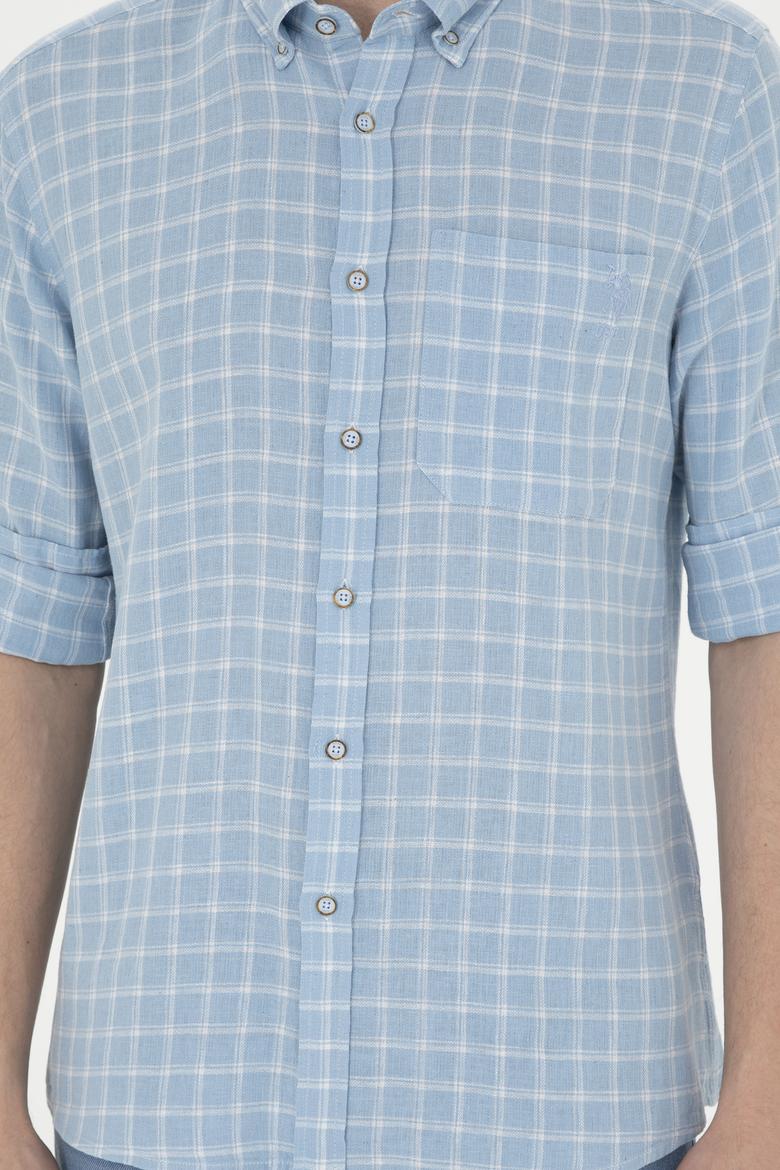 Erkek Kareli Açık Mavi Gömlek - 50283820006