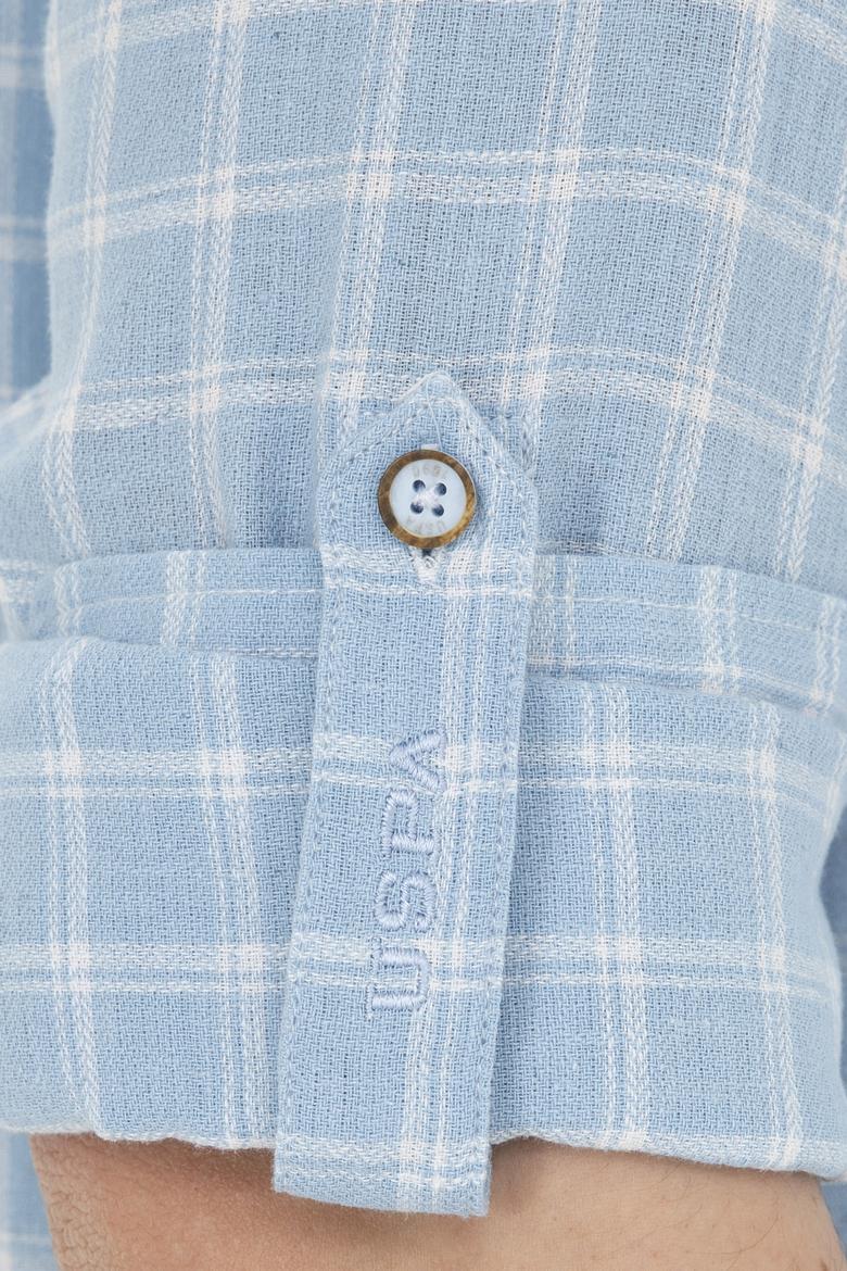 Erkek Kareli Açık Mavi Gömlek - 50283820006