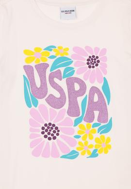 Kız Çocuk Ekru Bisiklet Yaka Tişört - 50283263001