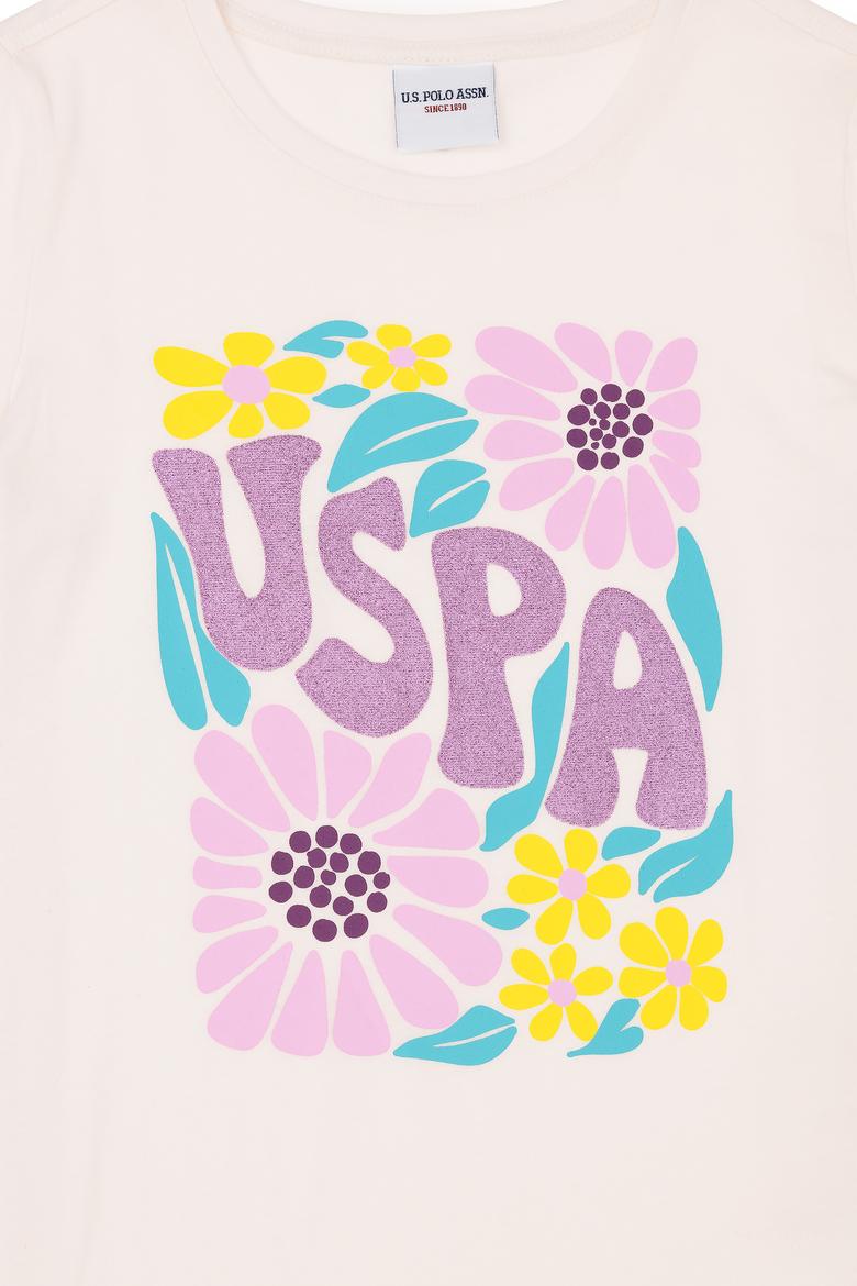 Kız Çocuk Ekru Bisiklet Yaka Tişört - 50283263001