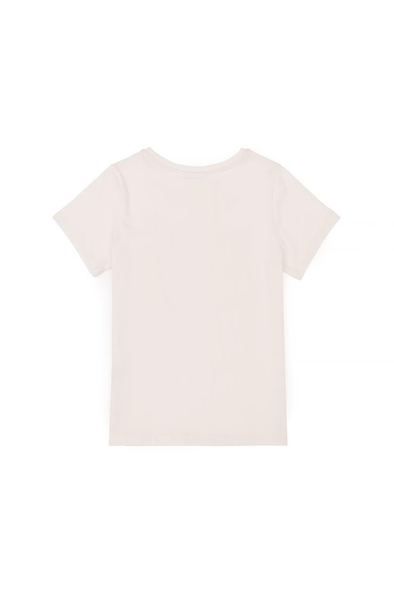 Kız Çocuk Ekru Bisiklet Yaka Tişört - 50283263001