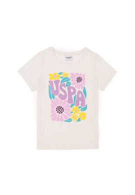 Kız Çocuk Ekru Bisiklet Yaka Tişört - 50283263001