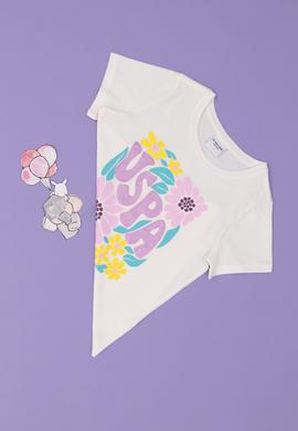 Kız Çocuk Ekru Bisiklet Yaka Tişört - 50283263001