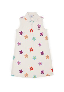 Kız Çocuk Ekru Polo Yaka Örme Elbise - 50283280011