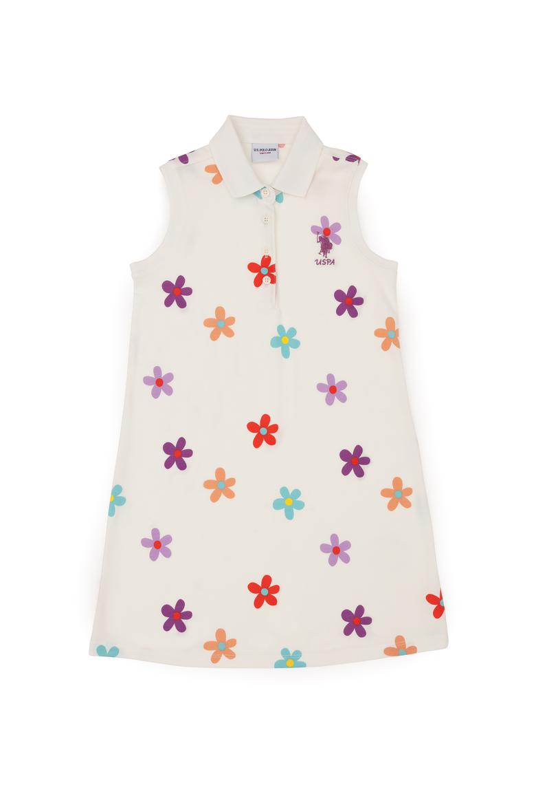 Kız Çocuk Ekru Polo Yaka Örme Elbise - 50283280011