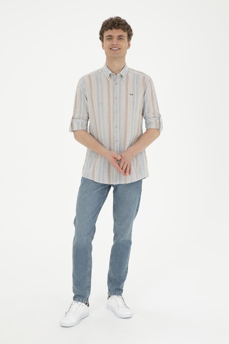 Erkek Saks Uzun Kollu Gömlek - 50283698007