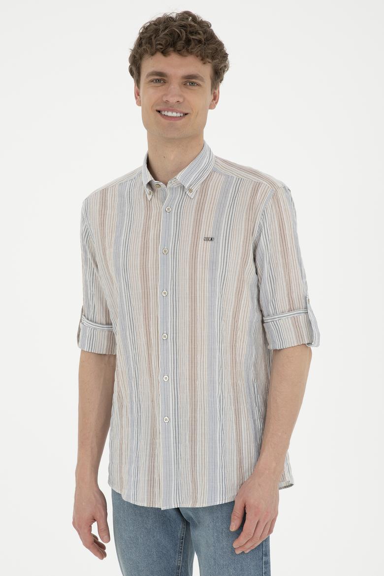 Erkek Saks Uzun Kollu Gömlek - 50283698007