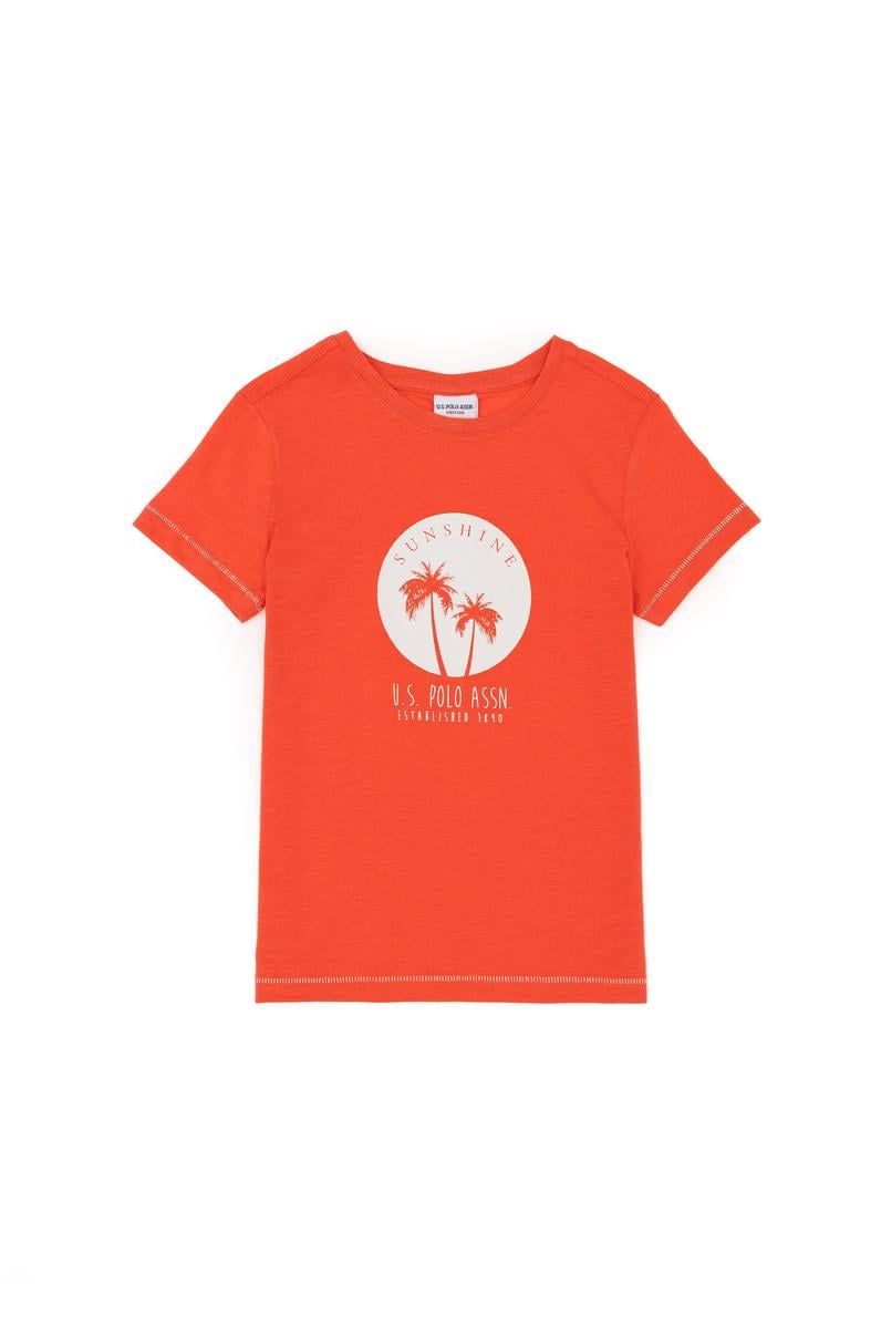 Erkek Çocuk Nar Çiçeği Bisiklet Yaka Tişört