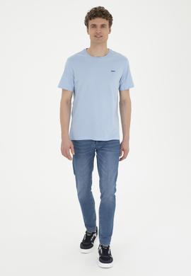Erkek Açık Mavi Basic Tişört - 50284640069