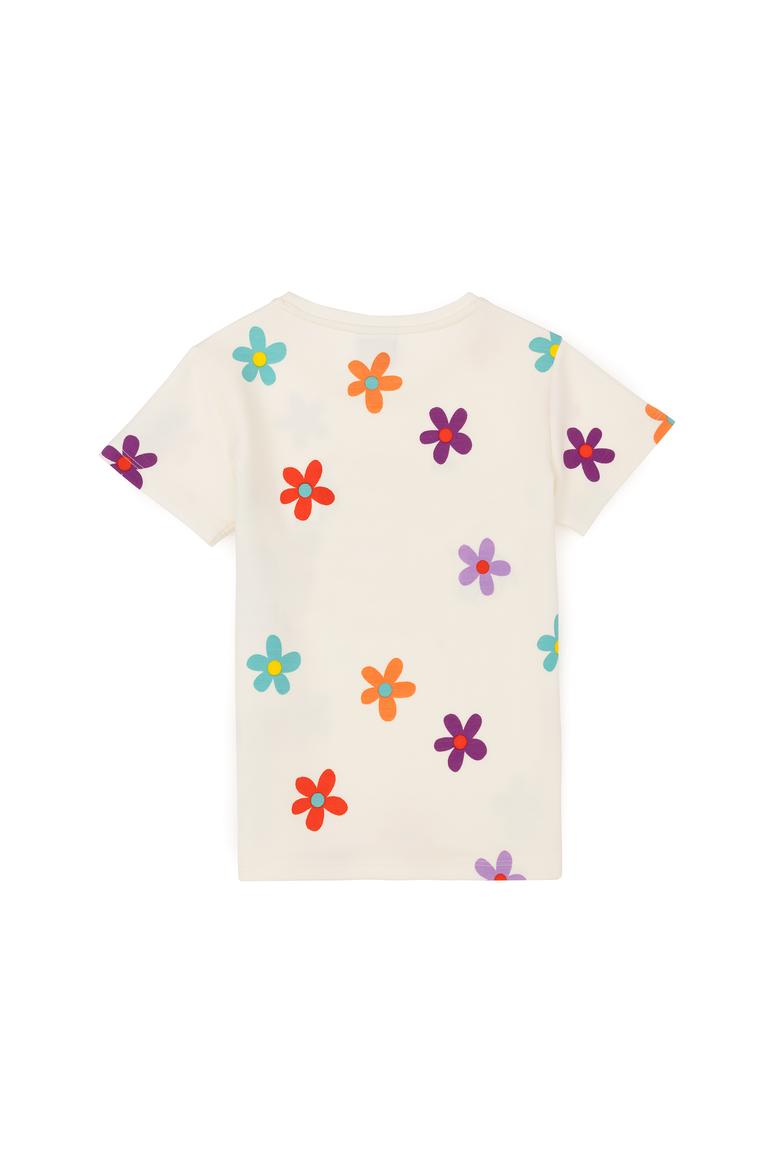 Kız Çocuk Ekru Bisiklet Yaka Tişört - 50283247003