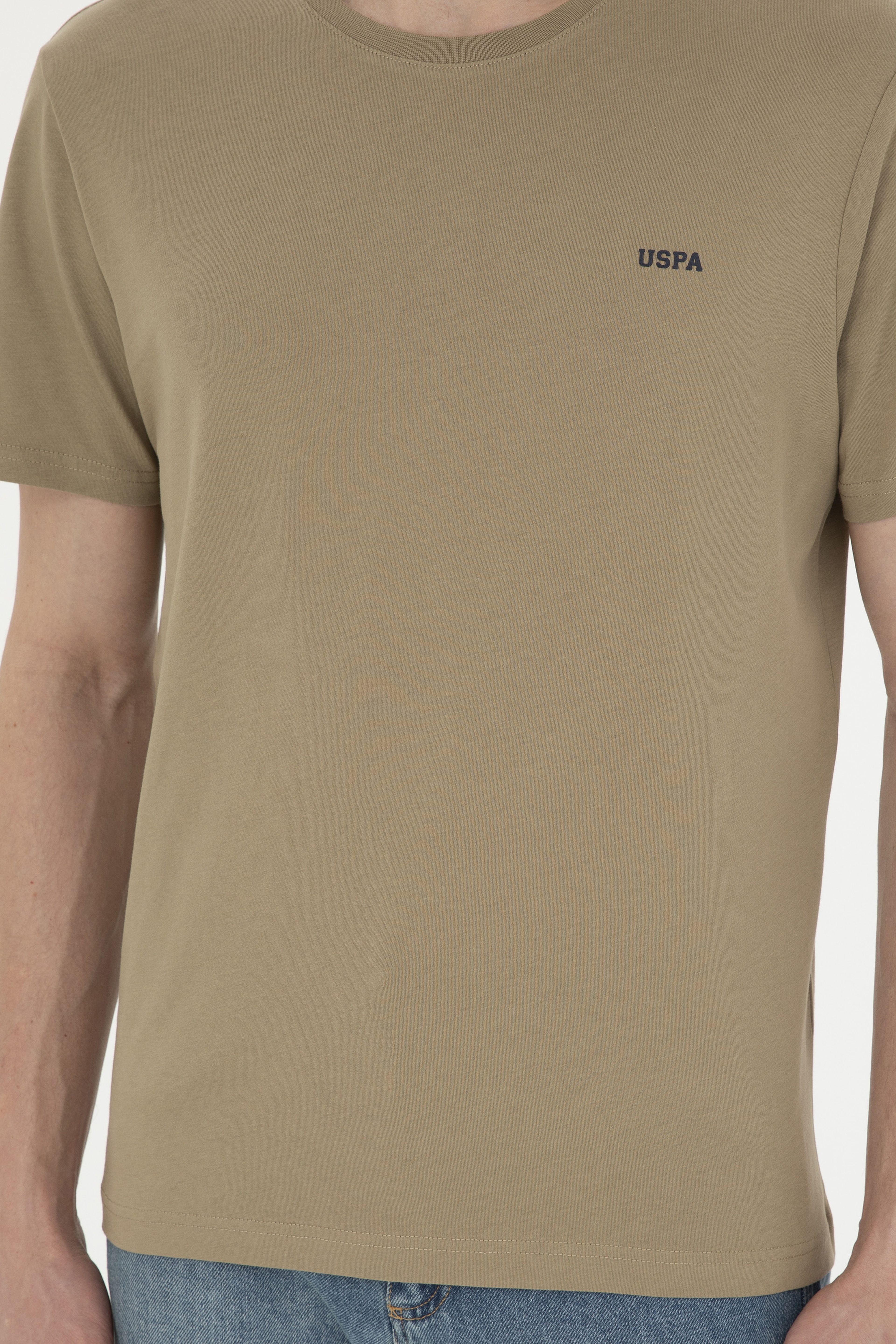 Erkek Regular Fit Bisiklet Yaka Haki Basic Tişört - Image 6