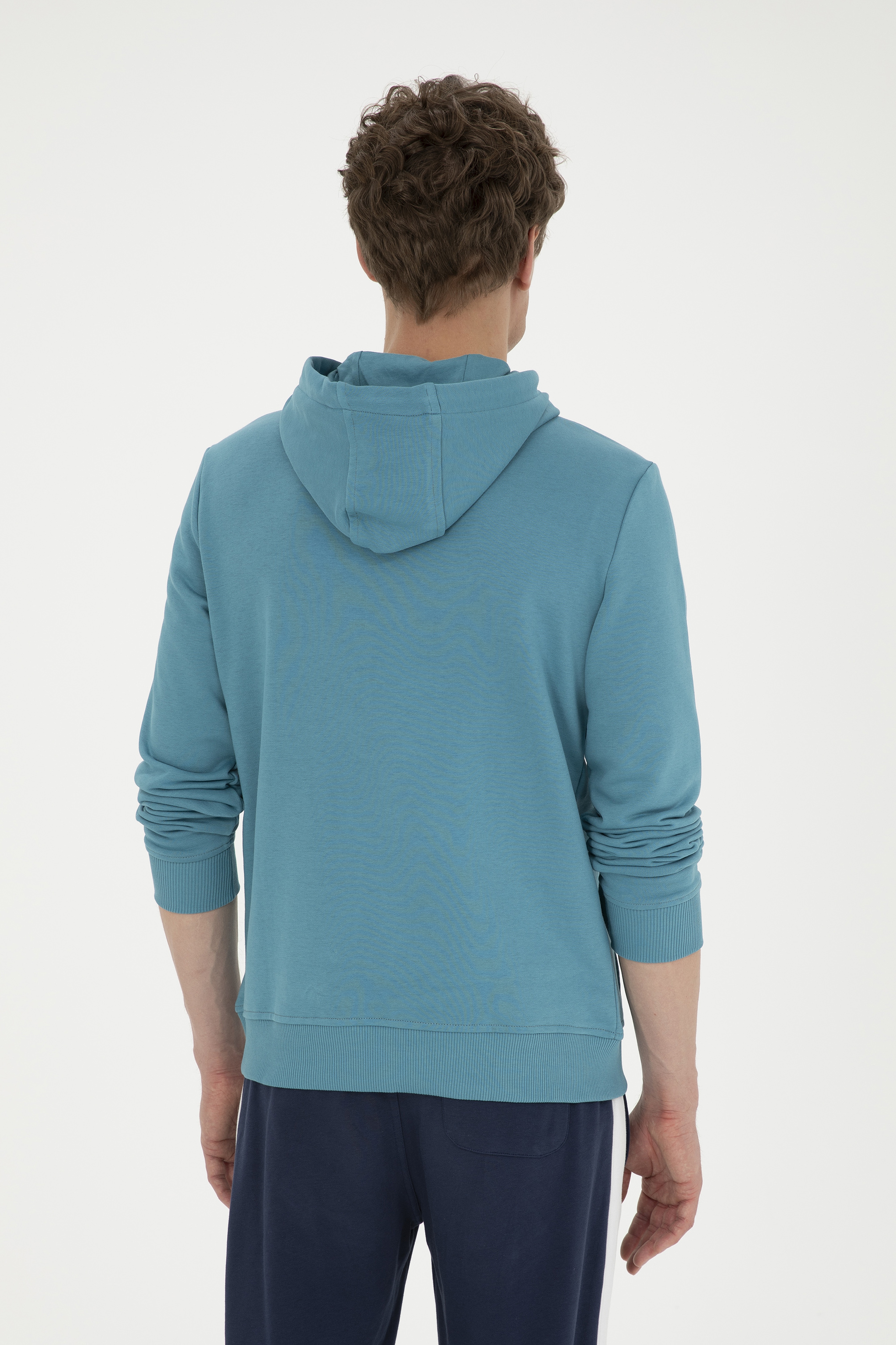 Erkek Petrol Basic Sweatshirt - Image 5