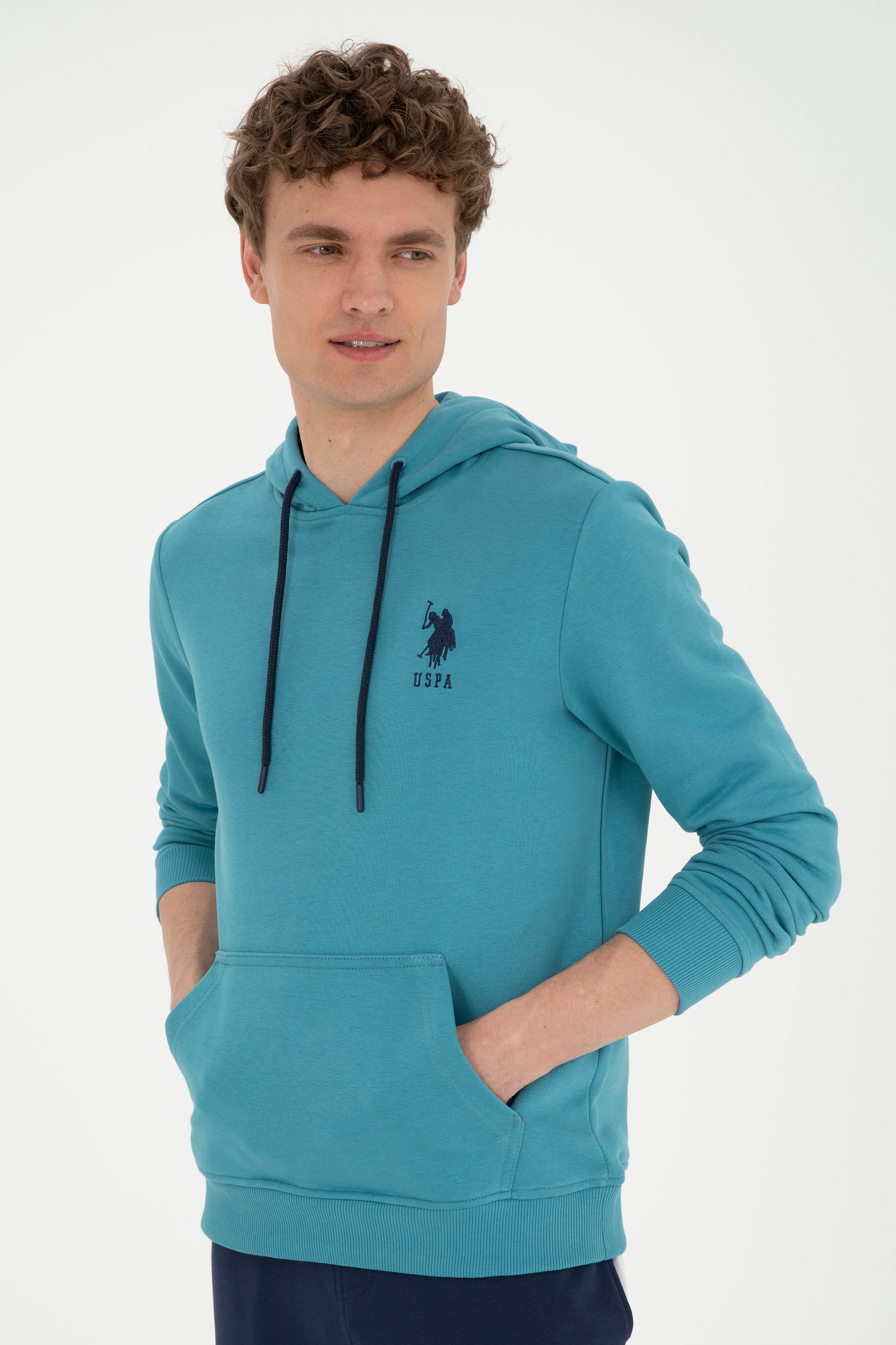 Erkek Petrol Basic Sweatshirt - Image 3