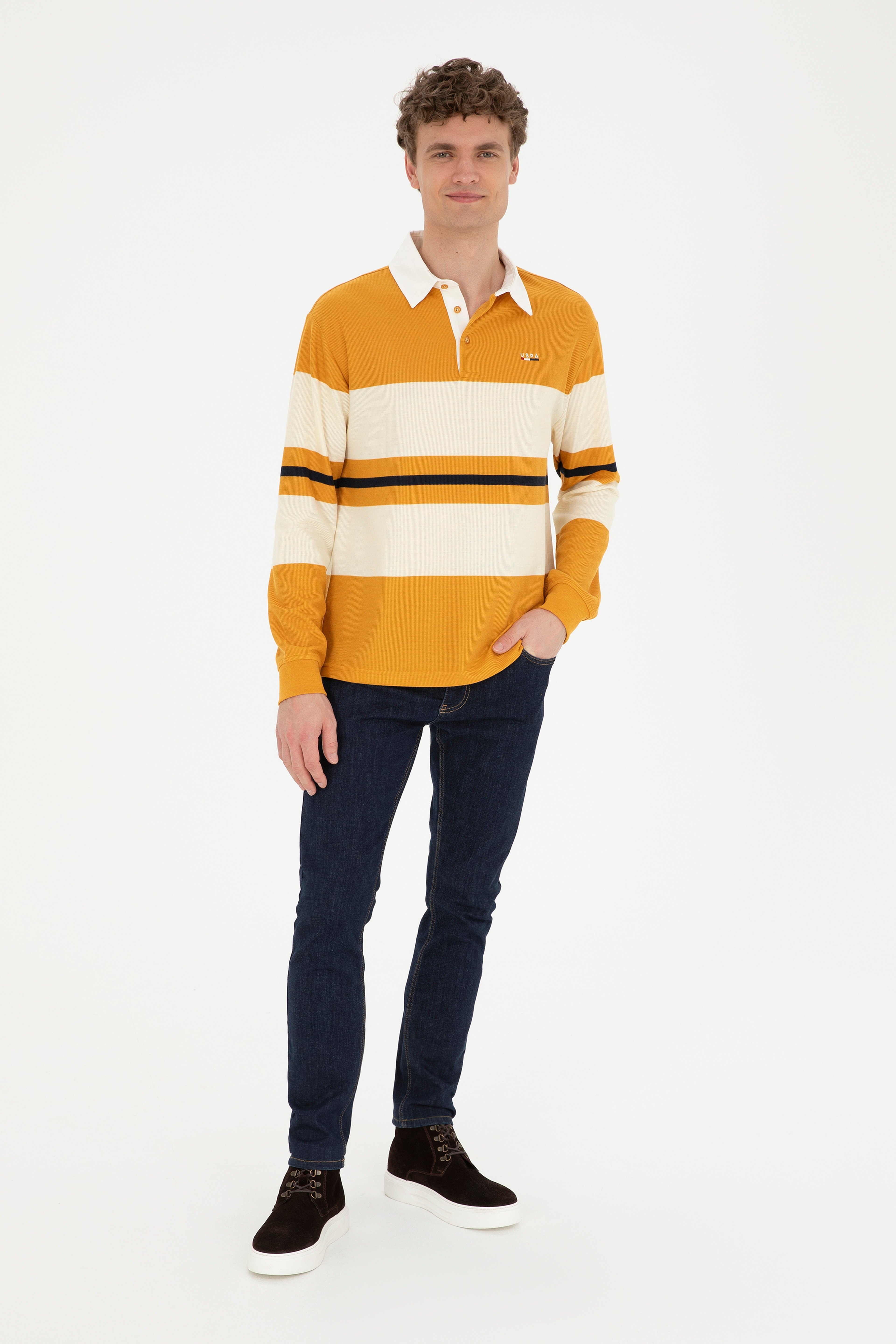 Erkek Hardal Sweatshirt - Image 4
