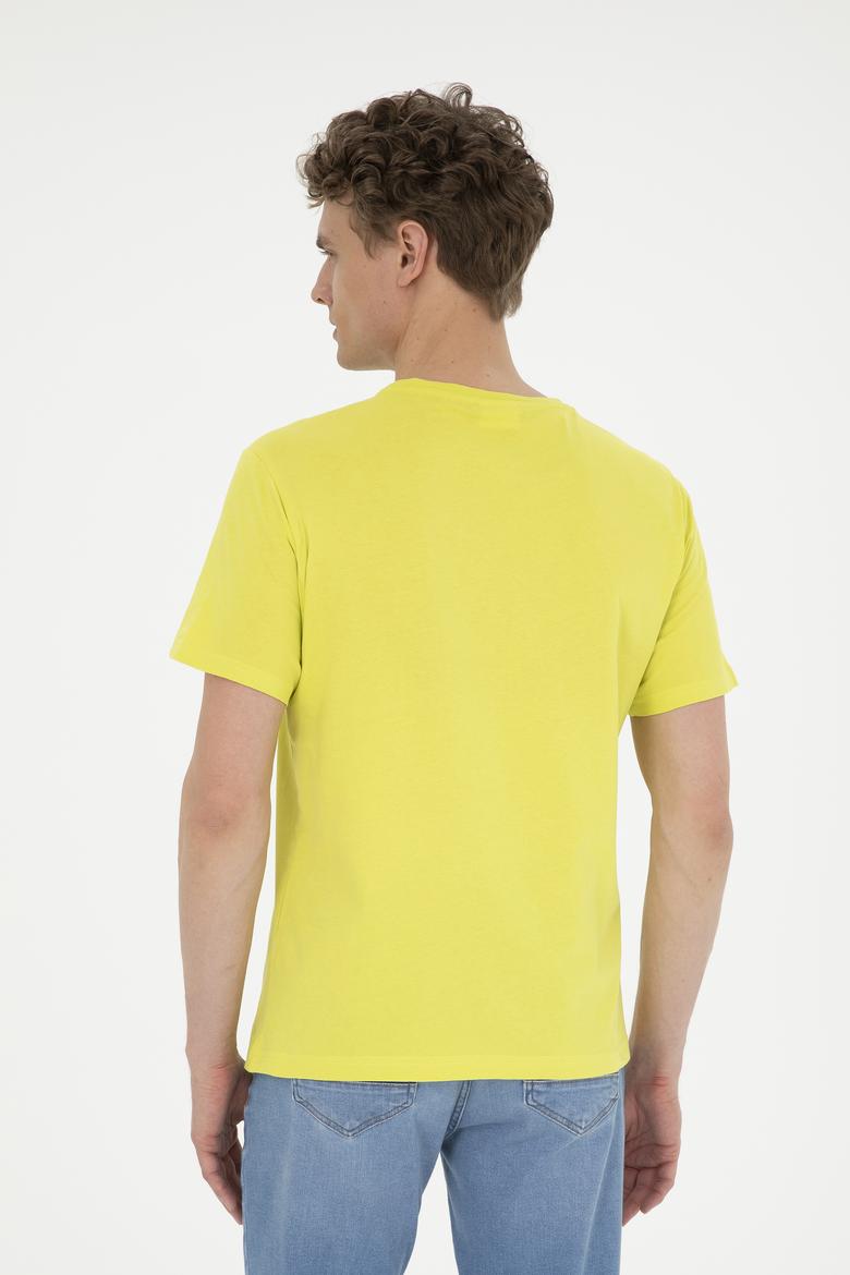 Erkek Regular Fit Bisiklet Yaka Fıstık Yeşili Basic Tişört - 50284640107