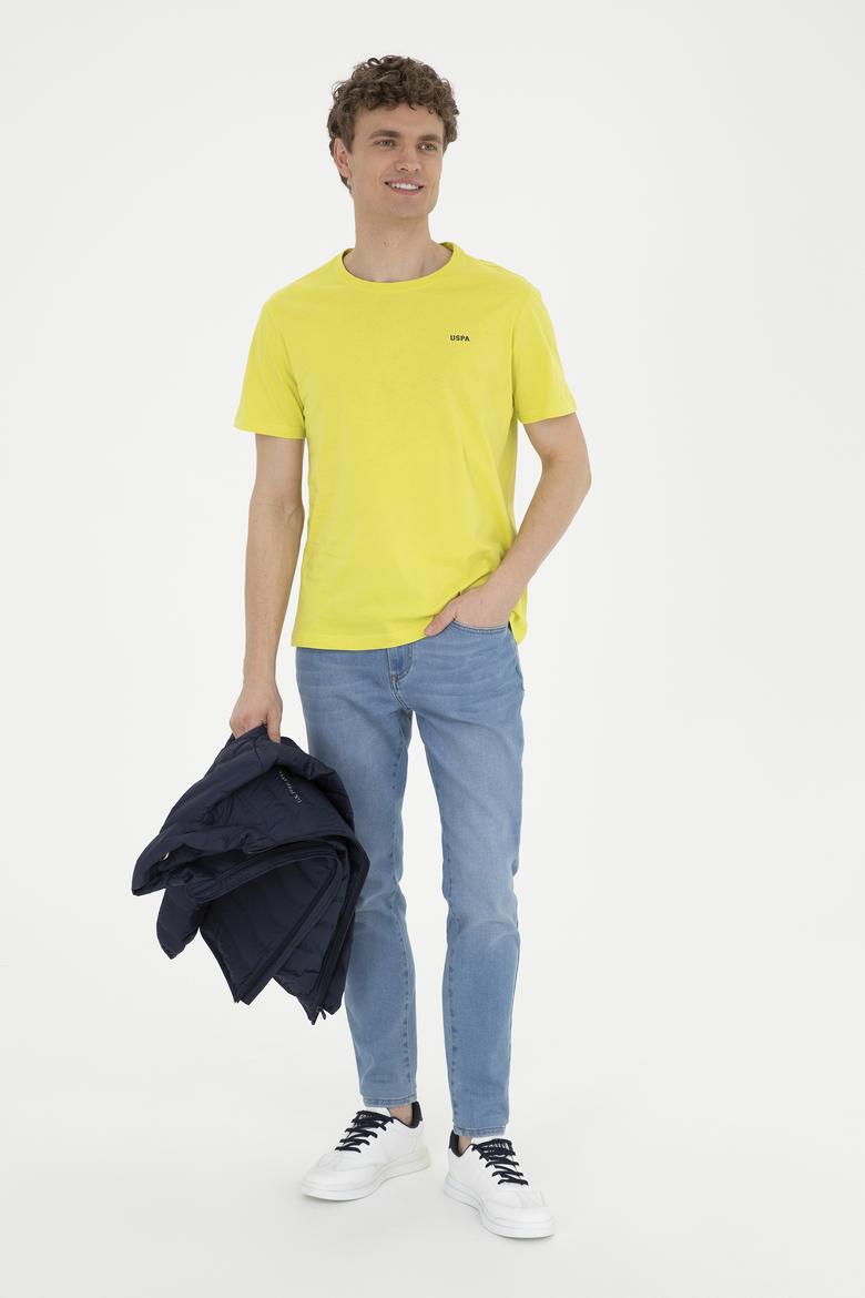 Erkek Regular Fit Bisiklet Yaka Fıstık Yeşili Basic Tişört - 50284640107