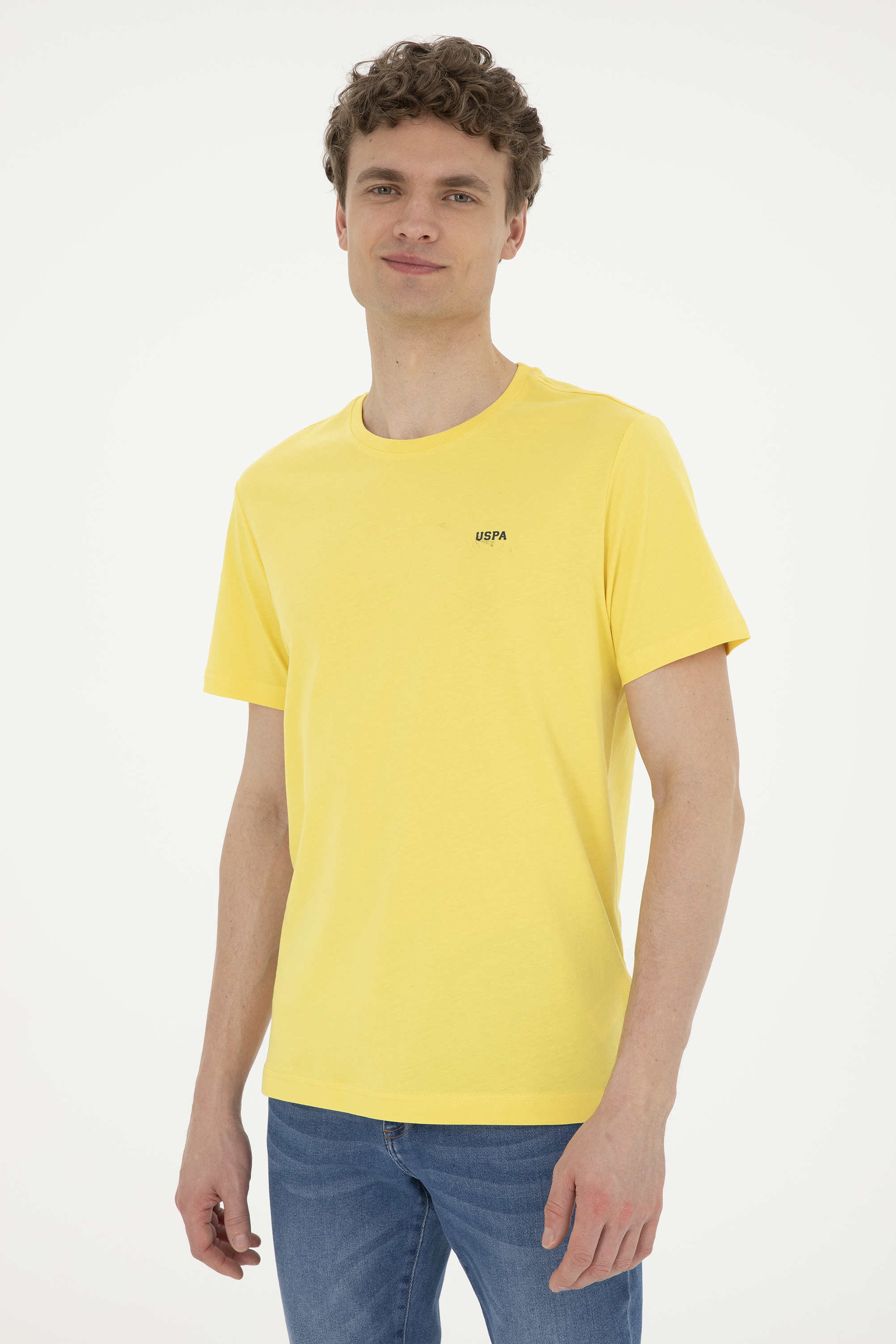 Erkek Sarı Basic Tişört - Image 3