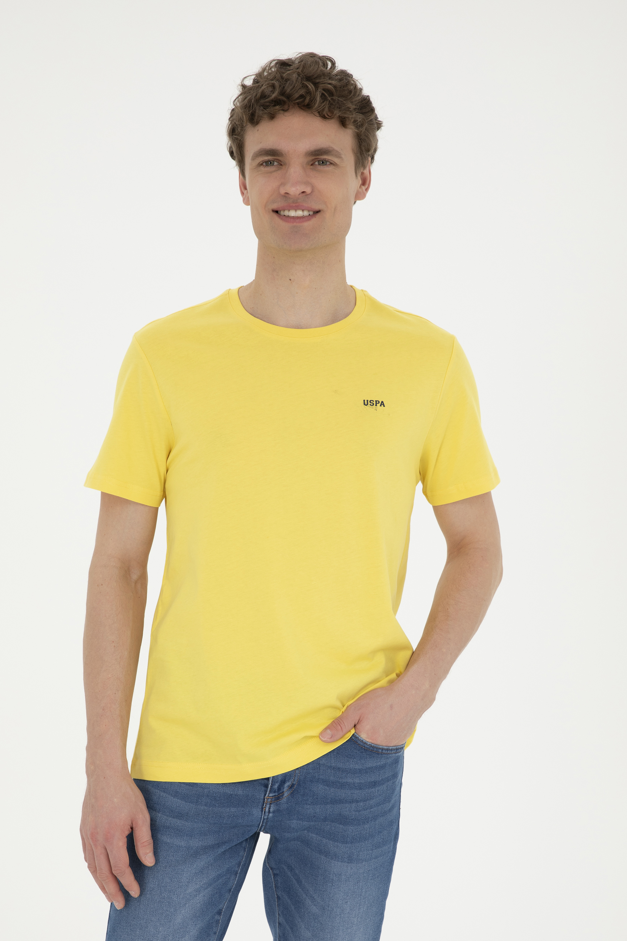 Erkek Sarı Basic Tişört - Image 1