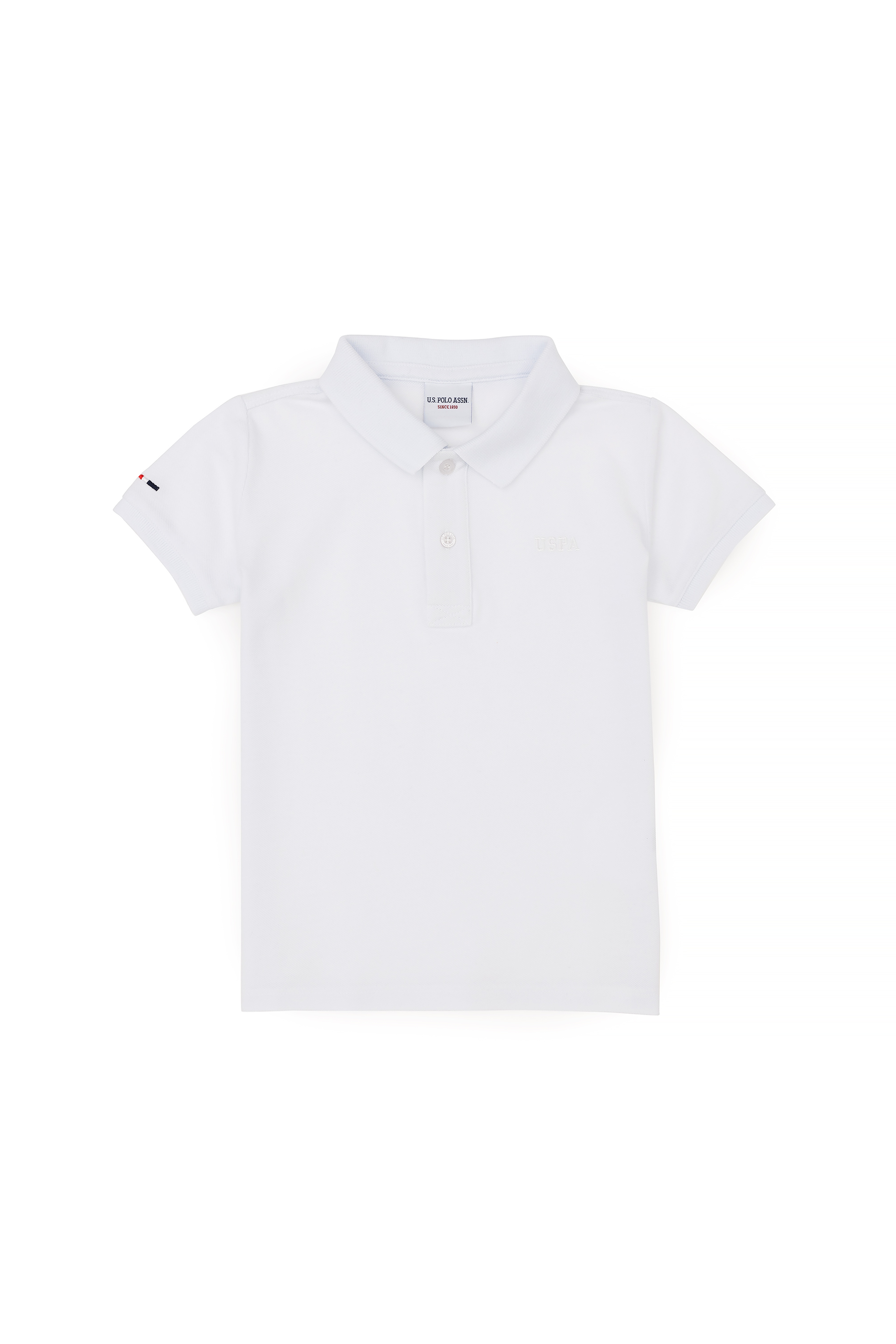 Erkek Çocuk Beyaz Basic Polo Yaka Tişört - Image 5
