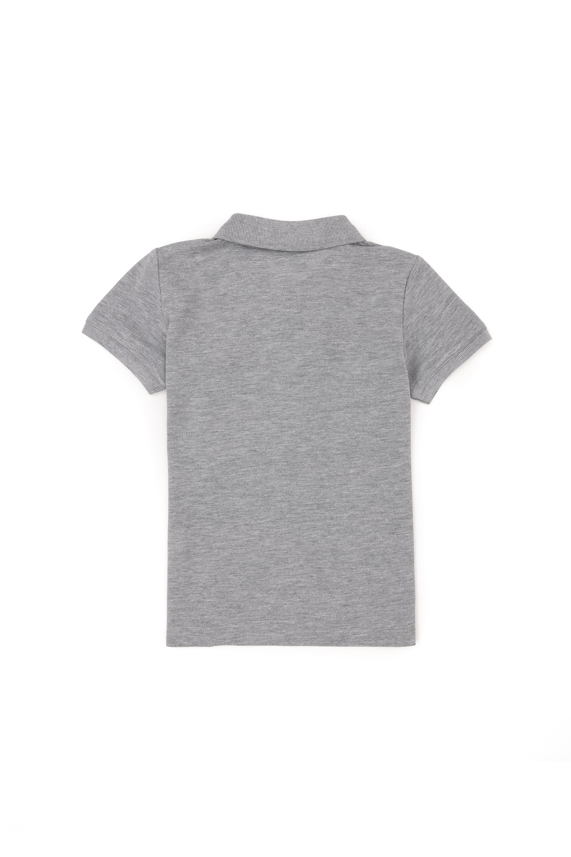 Erkek Çocuk Gri Melanj Basic Polo Yaka Tişört - Image 2