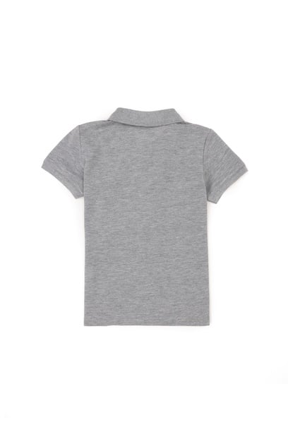 Erkek Çocuk Gri Melanj Basic Polo Yaka Tişört