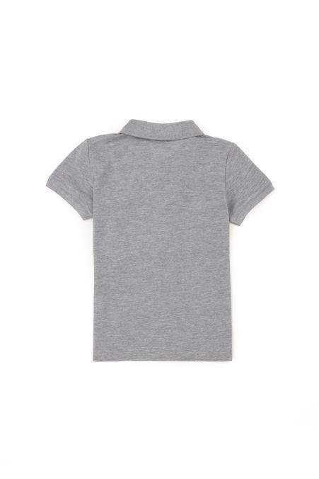 Erkek Çocuk Gri Melanj Basic Polo Yaka Tişört