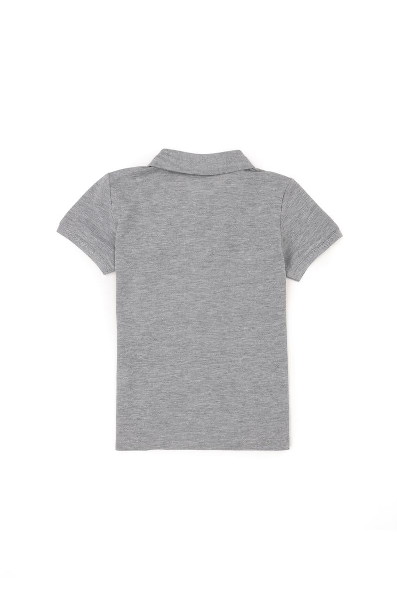 Erkek Çocuk Gri Melanj Basic Polo Yaka Tişört