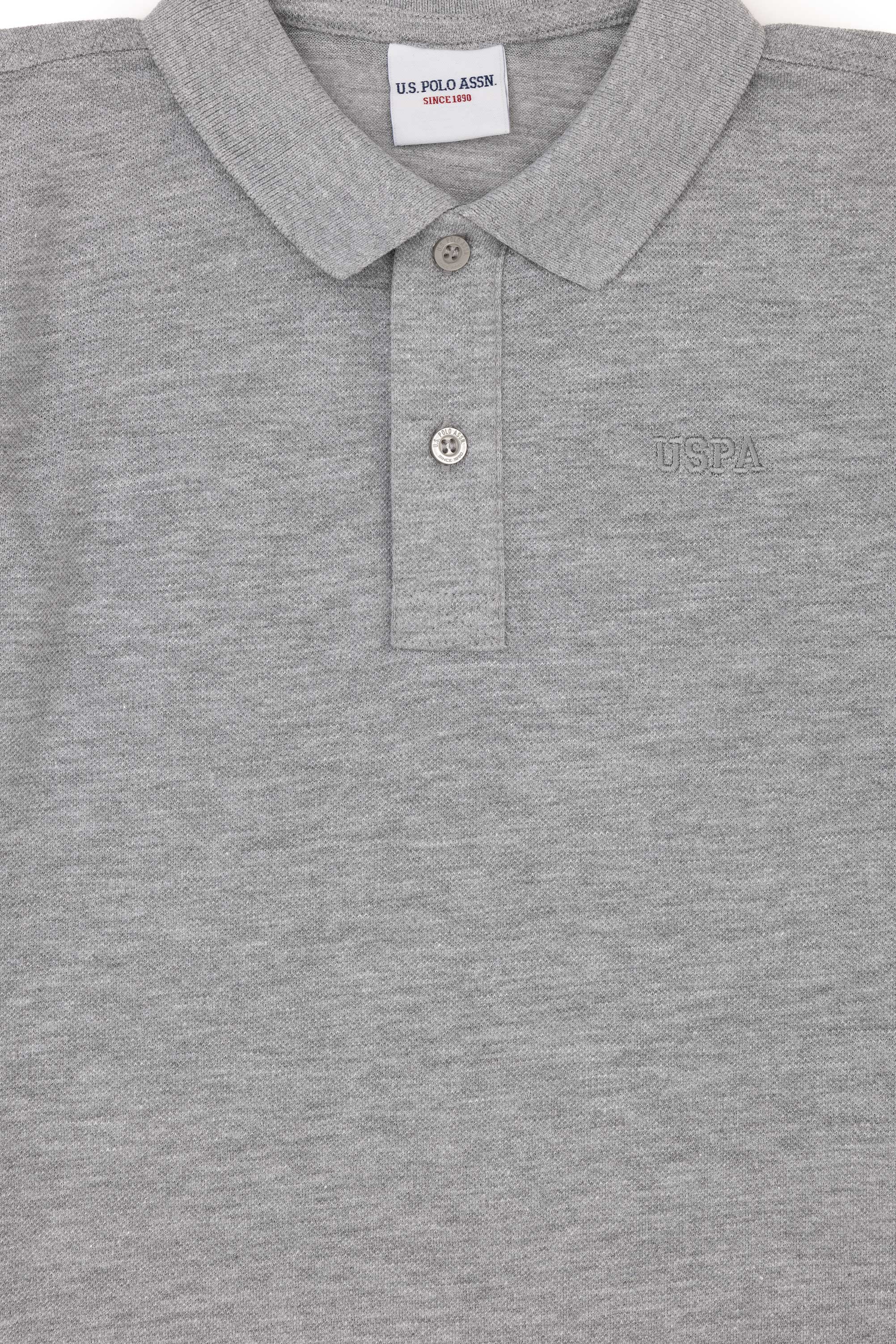 Erkek Çocuk Gri Melanj Basic Polo Yaka Tişört - Image 3
