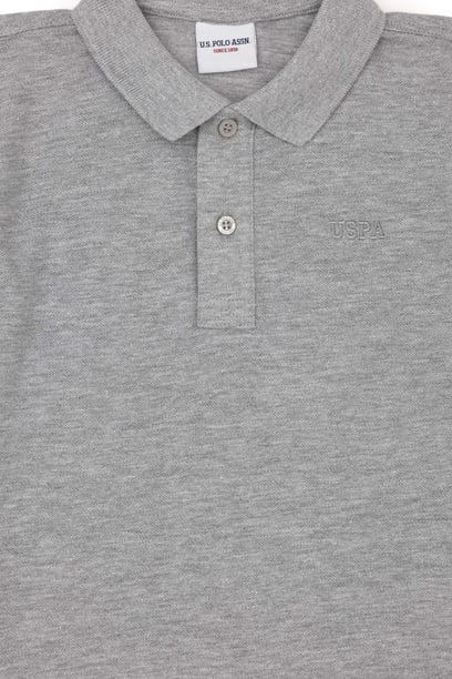 Erkek Çocuk Gri Melanj Basic Polo Yaka Tişört