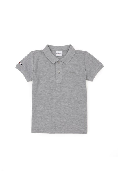 Erkek Çocuk Gri Melanj Basic Polo Yaka Tişört